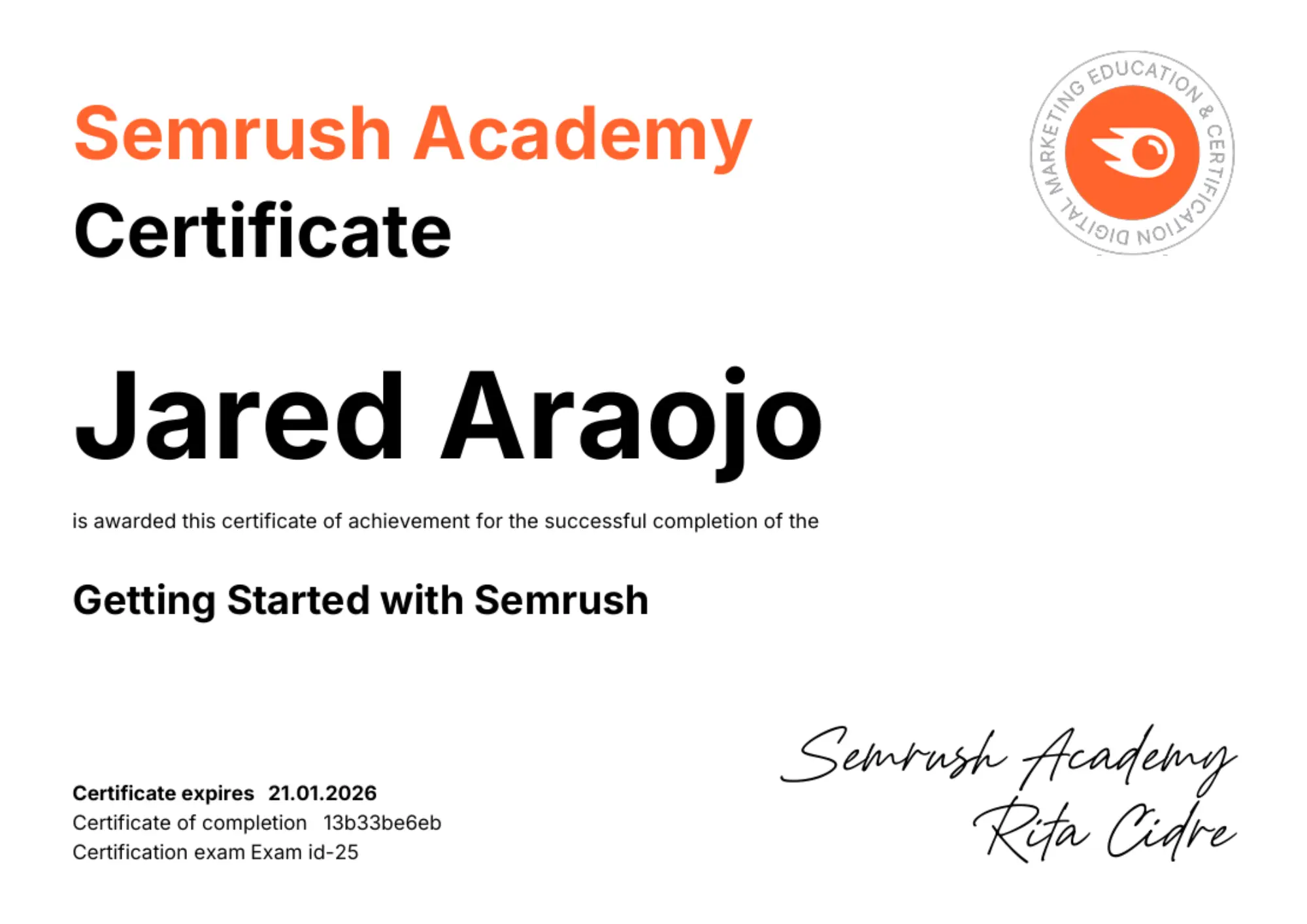 Semrush Introduction course